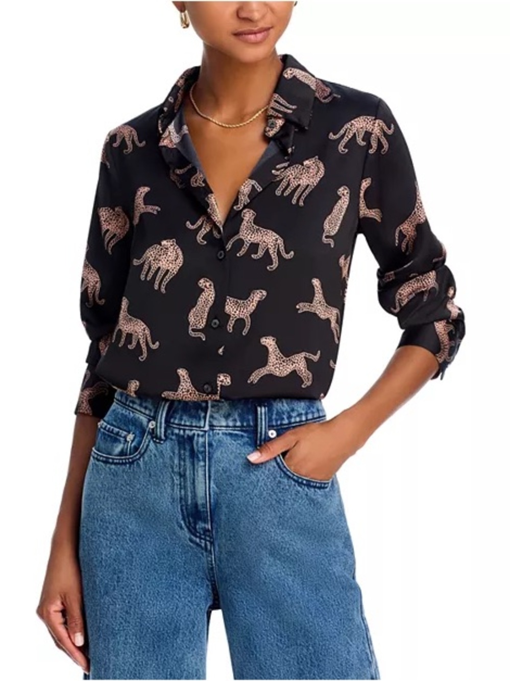 Aqua Leopard Button Down Shirt